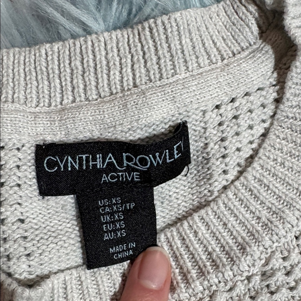 Cynthia Rowley Light Gray Waffle Knit Wrist Zipper Sweater sz XS - Picture 6 of 8